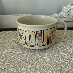 Vintage Retro 80s Stoneware Soup Chili Bowl Vegetable Graphic Eclectic Kitchen